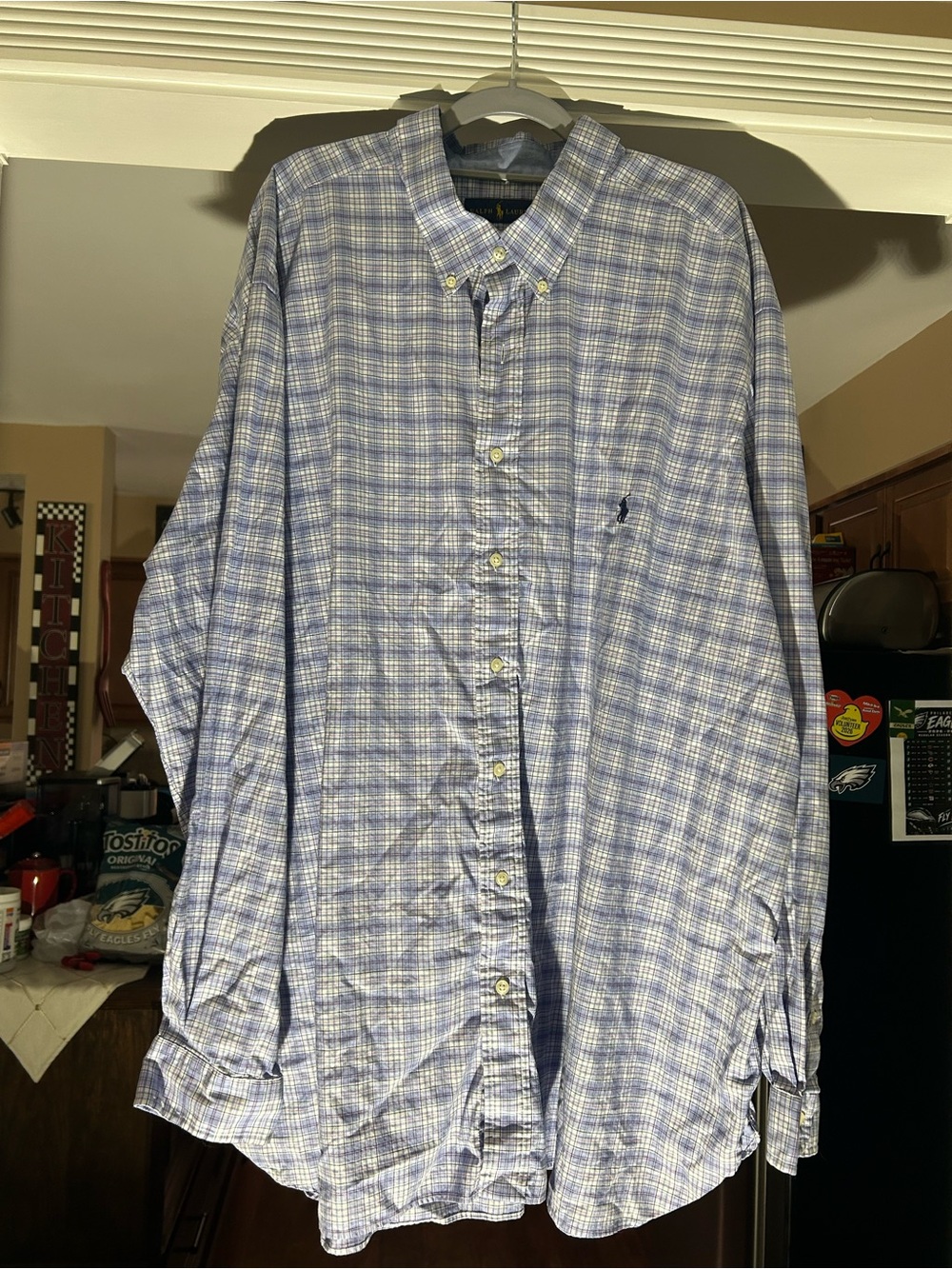 Ralph Lauren Light Blue Plaid Button-Down Shirt Jacket